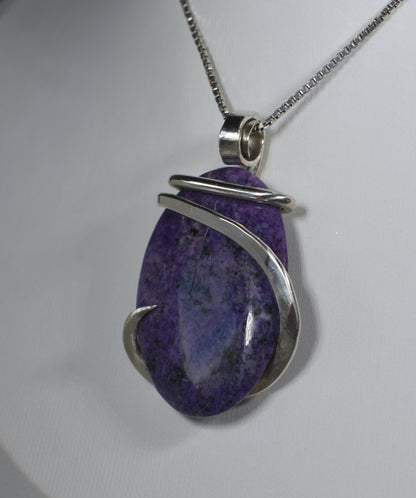 Sugilite Handmade Crystal Pendant Wrapped in Silver