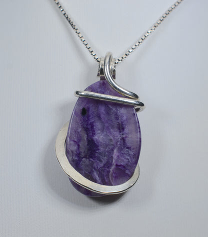 Sugilite Handmade Crystal Pendant Wrapped in Silver