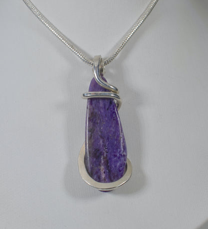 Sugilite Handmade Crystal Pendant Wrapped in Silver