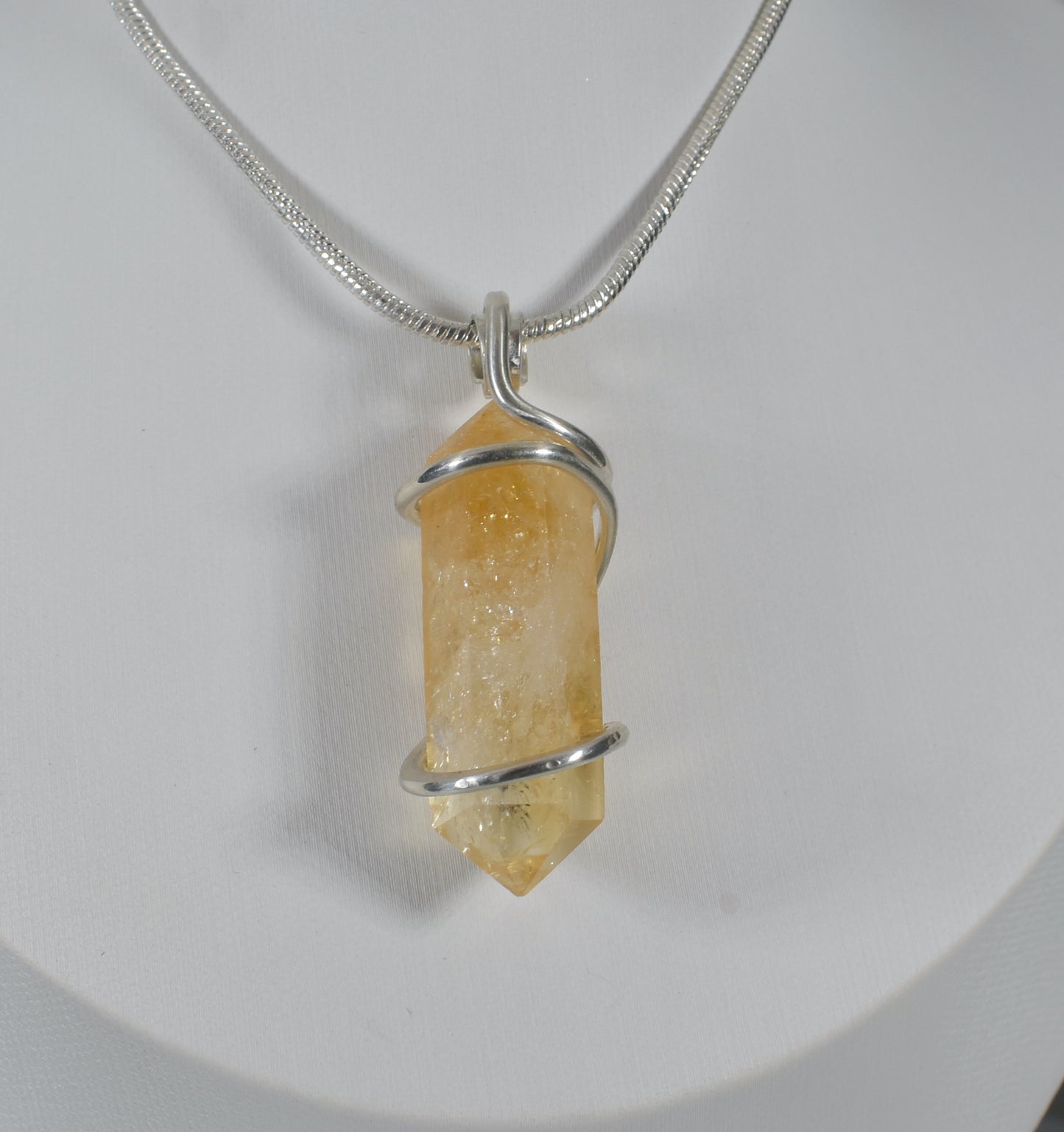 Citrine Handmade Crystal Pendant Wrapped in Silver