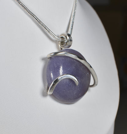 Lepidolite Handmade Stone Pendant Wrapped in Silver