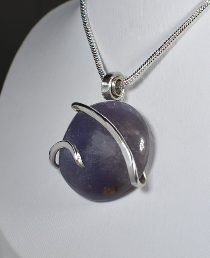 Lepidolite Handmade Stone Pendant Wrapped in Silver