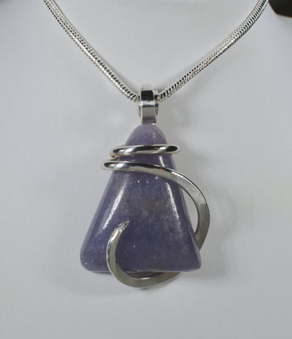 Lepidolite Handmade Stone Pendant Wrapped in Silver