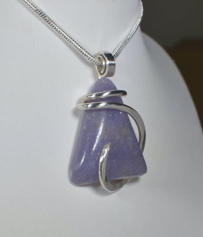 Lepidolite Handmade Stone Pendant Wrapped in Silver