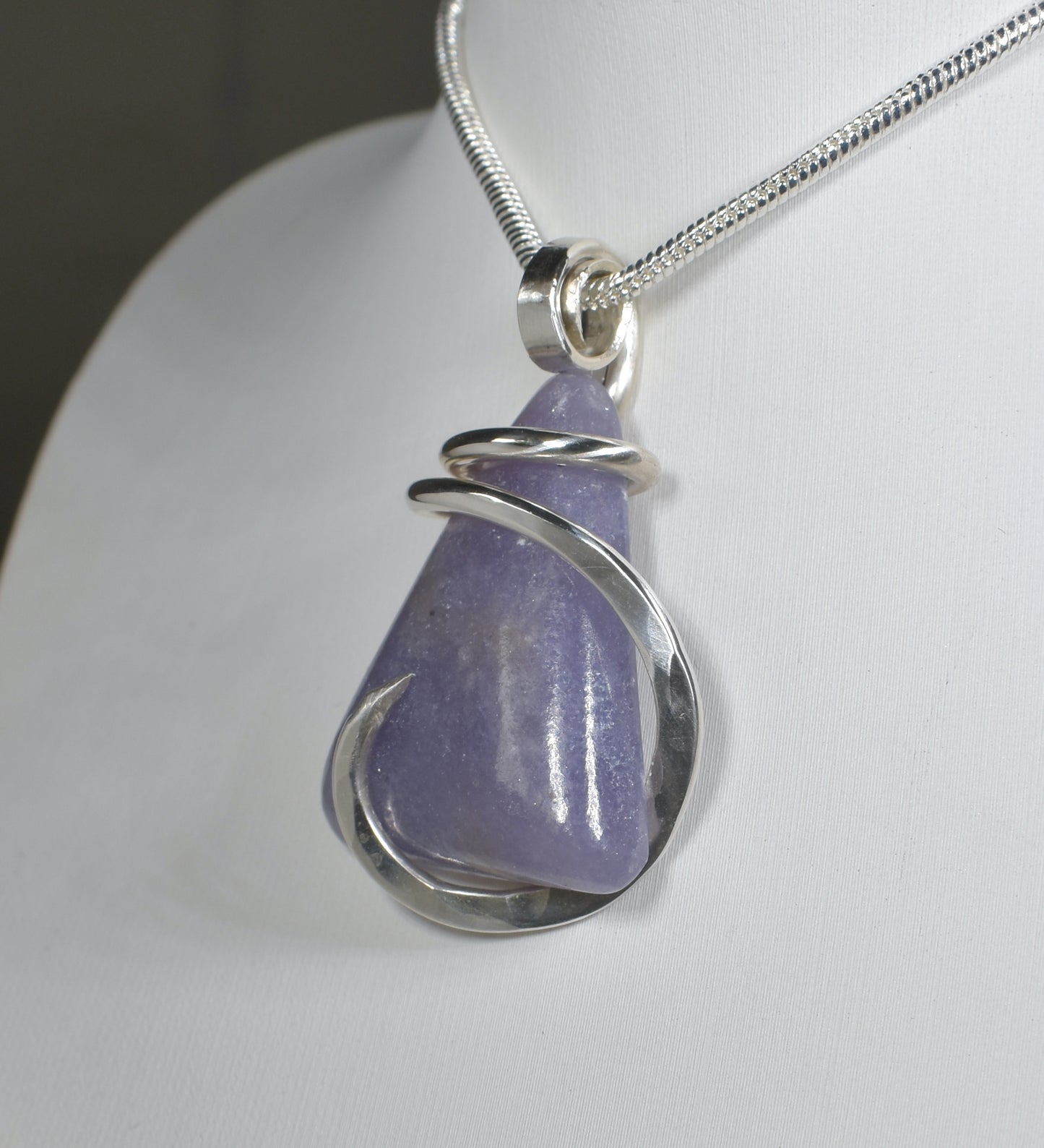 Lepidolite Handmade Stone Pendant Wrapped in Silver