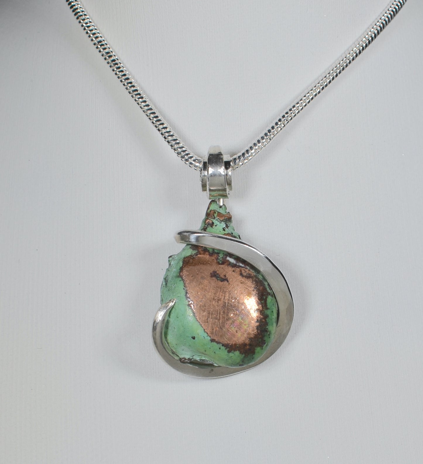 Splash Copper Handmade Stone Pendant Wrapped in Silver