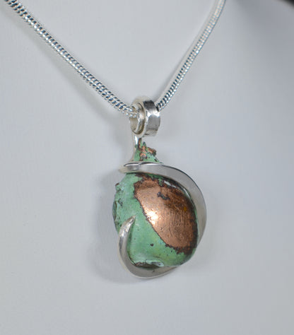 Splash Copper Handmade Stone Pendant Wrapped in Silver