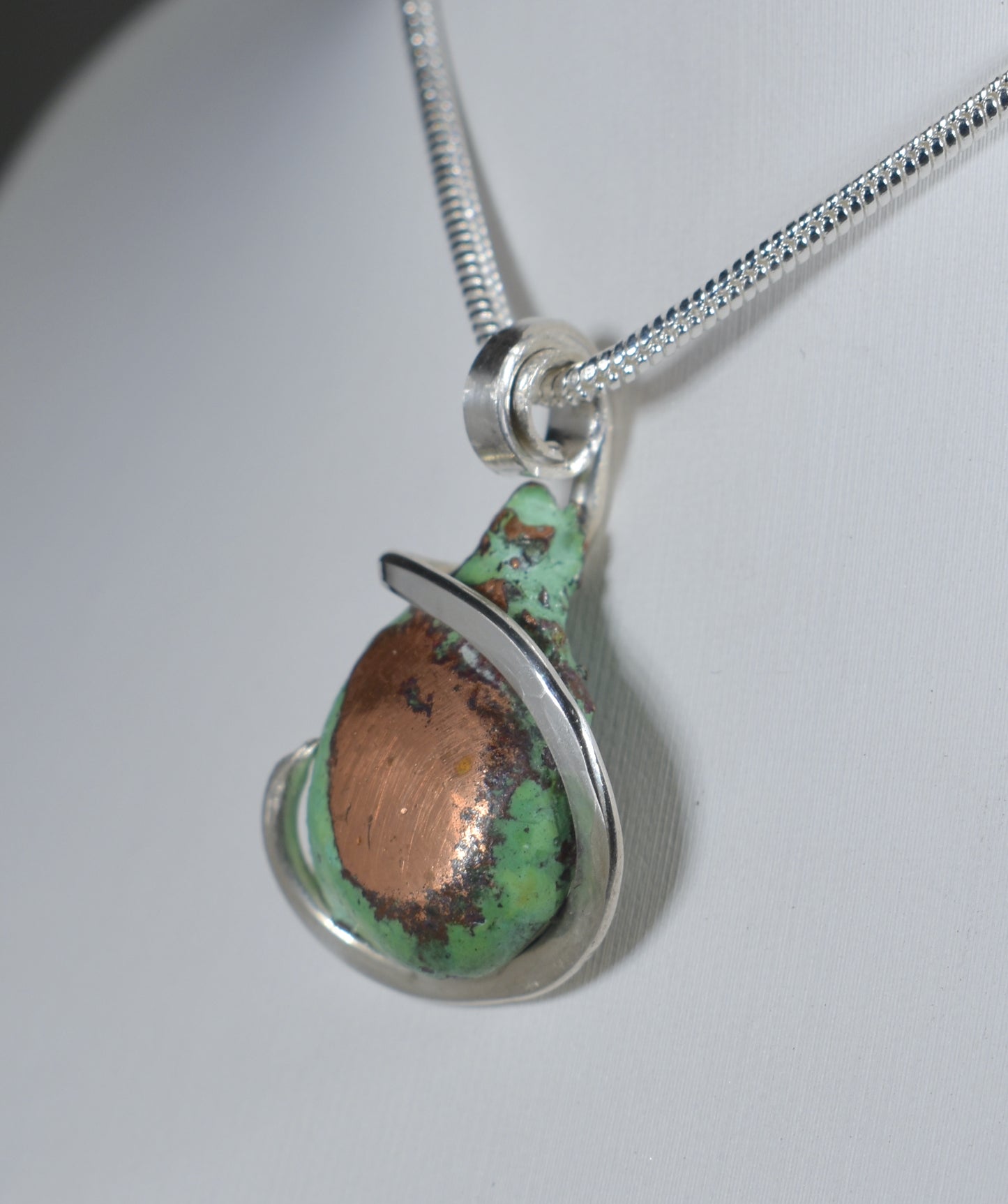 Splash Copper Handmade Stone Pendant Wrapped in Silver