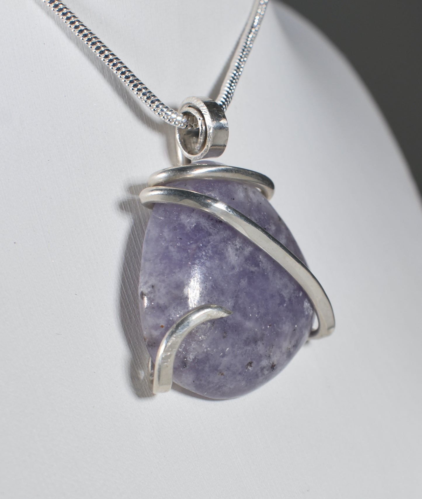 Lepidolite Handmade Stone Pendant Wrapped in Silver