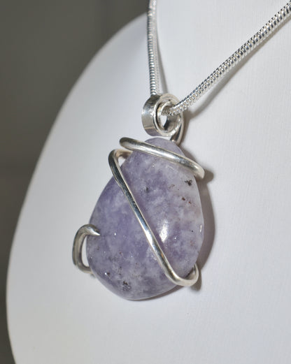 Lepidolite Handmade Stone Pendant Wrapped in Silver