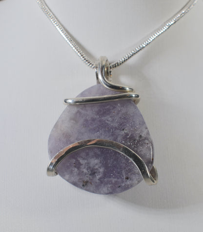 Lepidolite Handmade Stone Pendant Wrapped in Silver