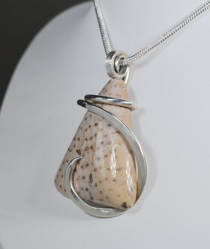 Petrified Palm Wood Handmade Stone Pendant Wrapped in Silver