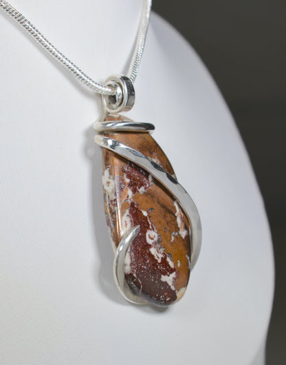 Copper Handmade Stone Pendant Wrapped in Silver