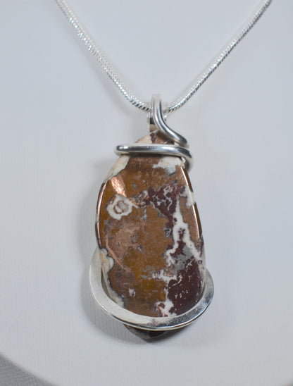 Copper Handmade Stone Pendant Wrapped in Silver