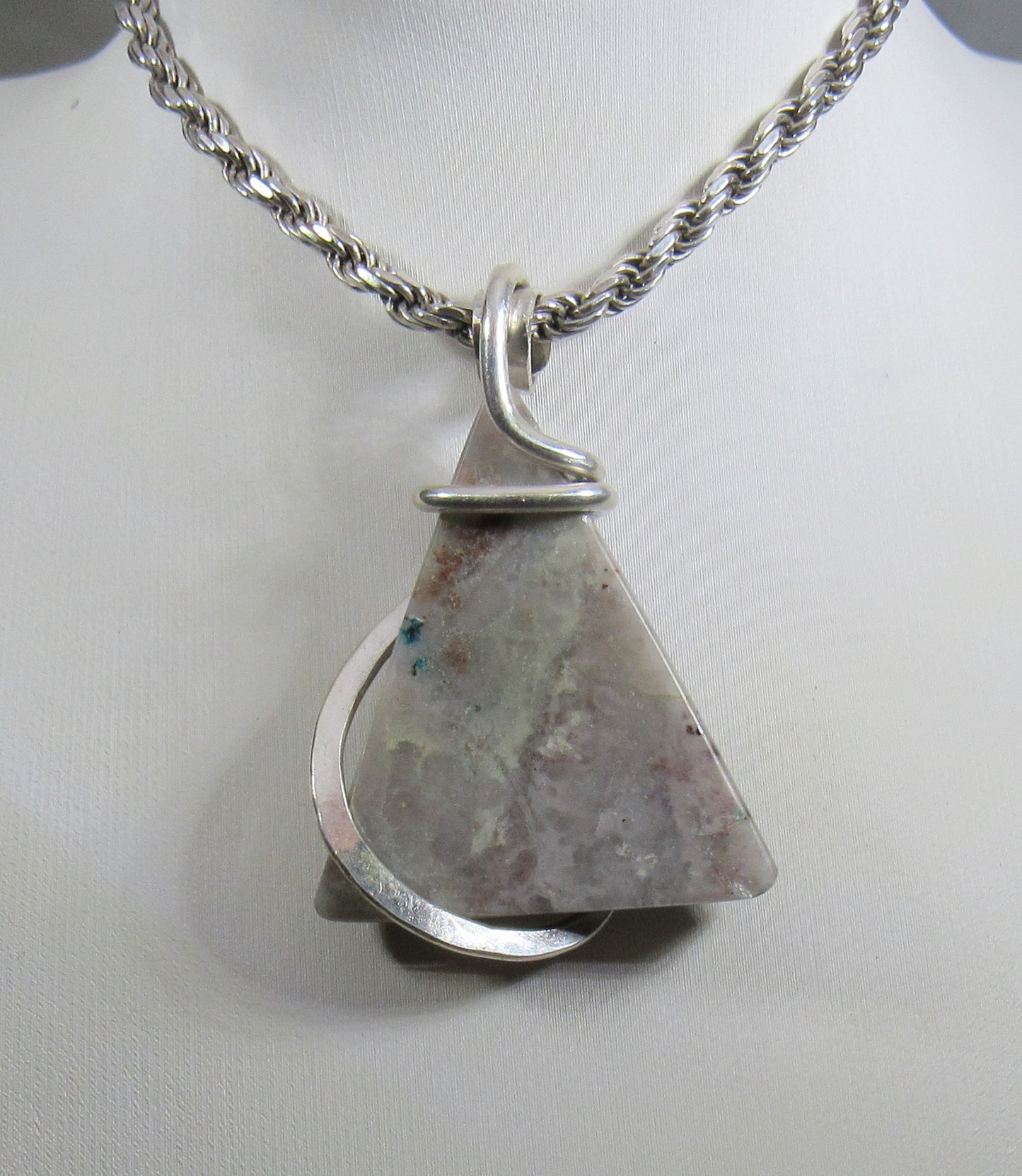 Azurite/Malachite Handmade Stone Pendant Wrapped in Sterling Silver