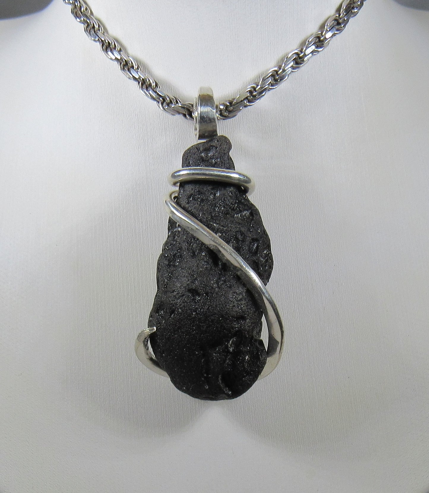 Tektite Crystal Pendant Wrapped in Silver by Isabella Roth