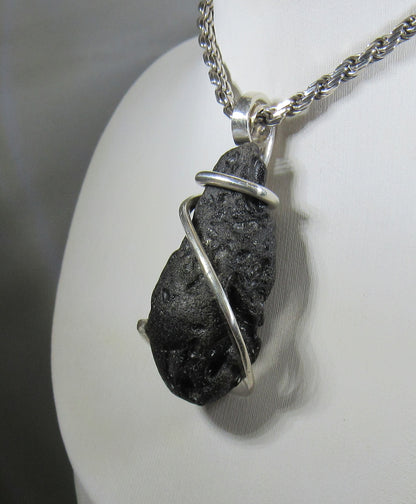 Tektite Crystal Pendant Wrapped in Silver by Isabella Roth