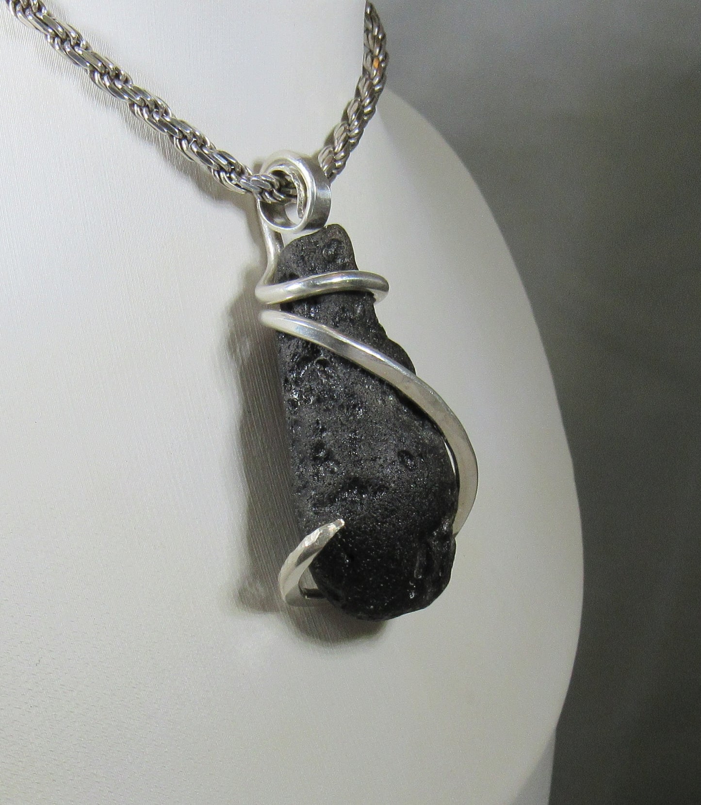 Tektite Crystal Pendant Wrapped in Silver by Isabella Roth