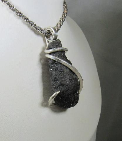 Tektite Crystal Pendant Wrapped in Silver by Isabella Roth