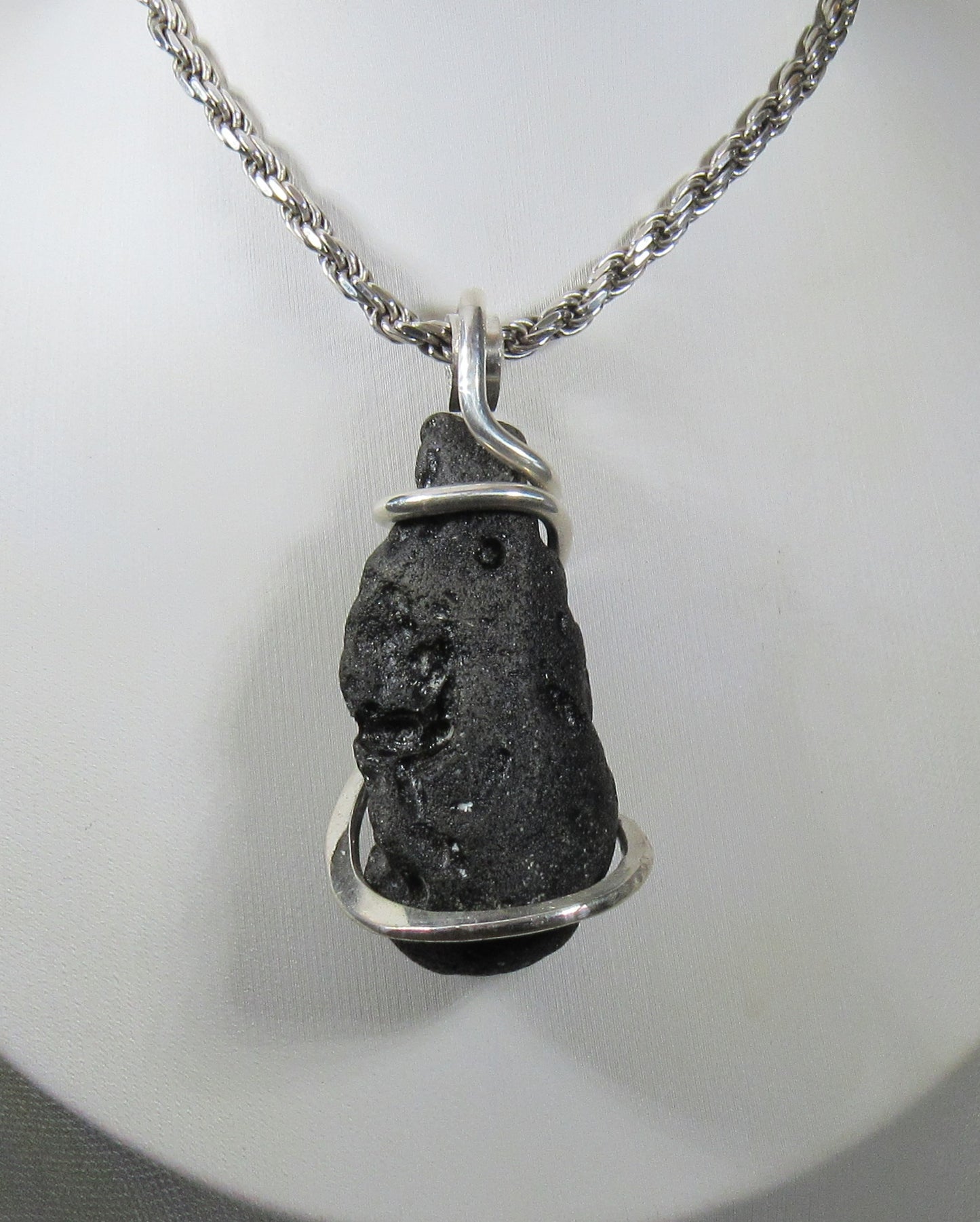 Tektite Crystal Pendant Wrapped in Silver by Isabella Roth