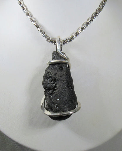 Tektite Crystal Pendant Wrapped in Silver by Isabella Roth