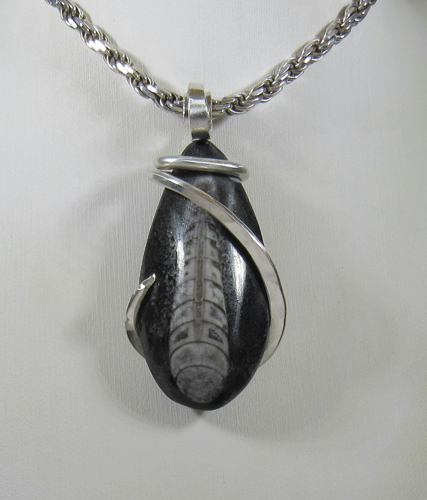 Orthoceras Pendant Necklace 925 Sterling Silver