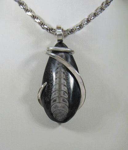 Orthoceras Pendant Necklace 925 Sterling Silver