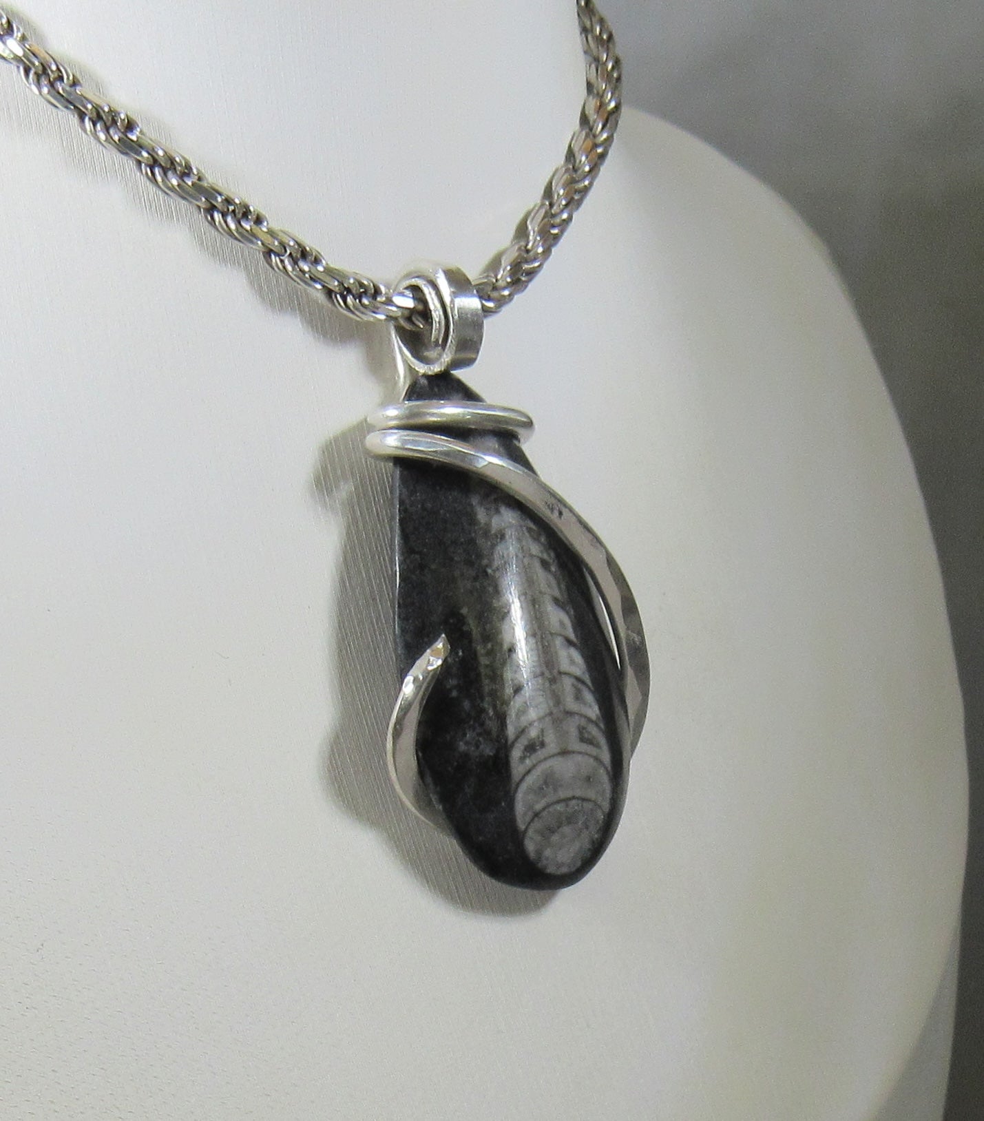 Orthoceras Pendant Necklace 925 Sterling Silver