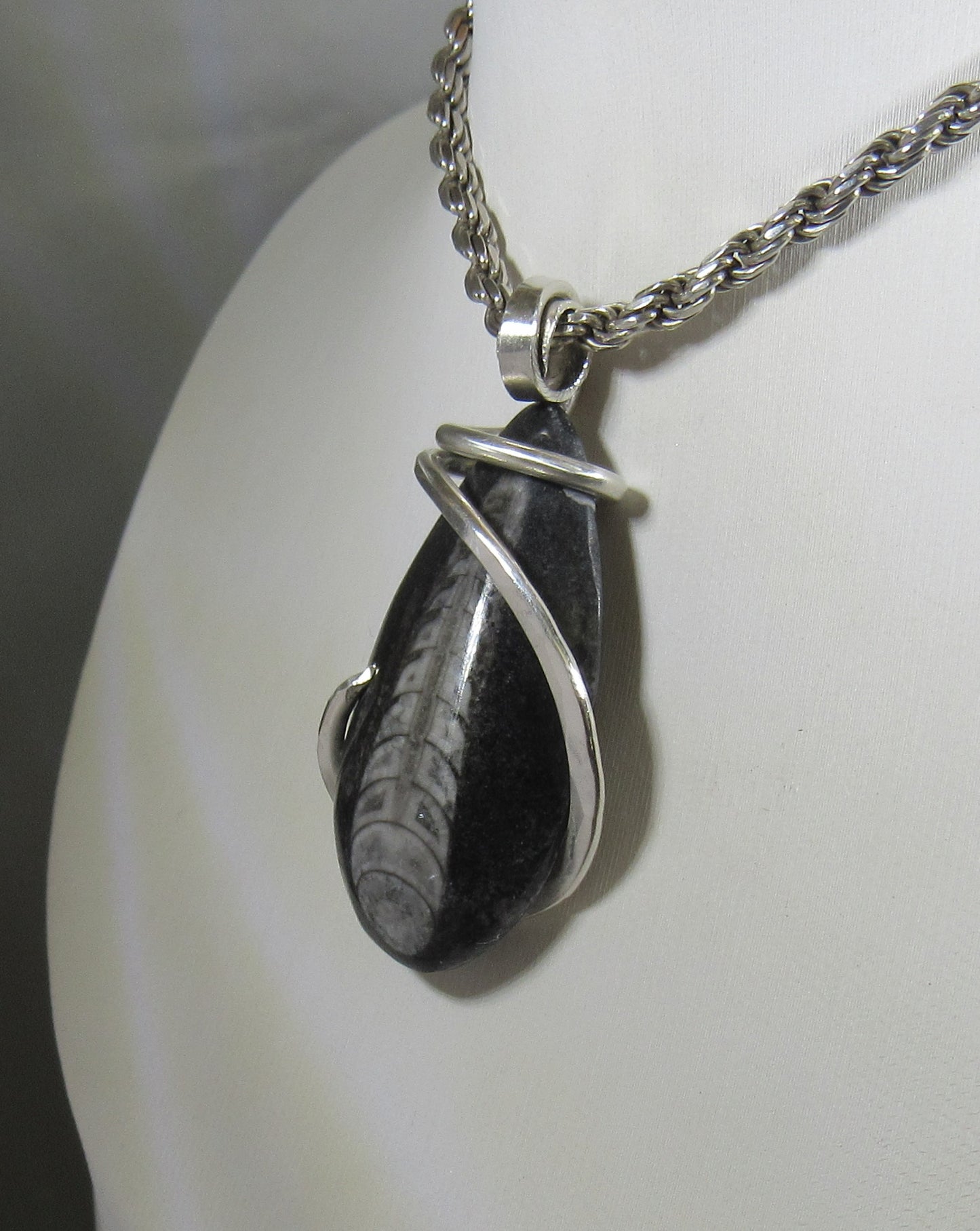 Orthoceras Pendant Necklace 925 Sterling Silver
