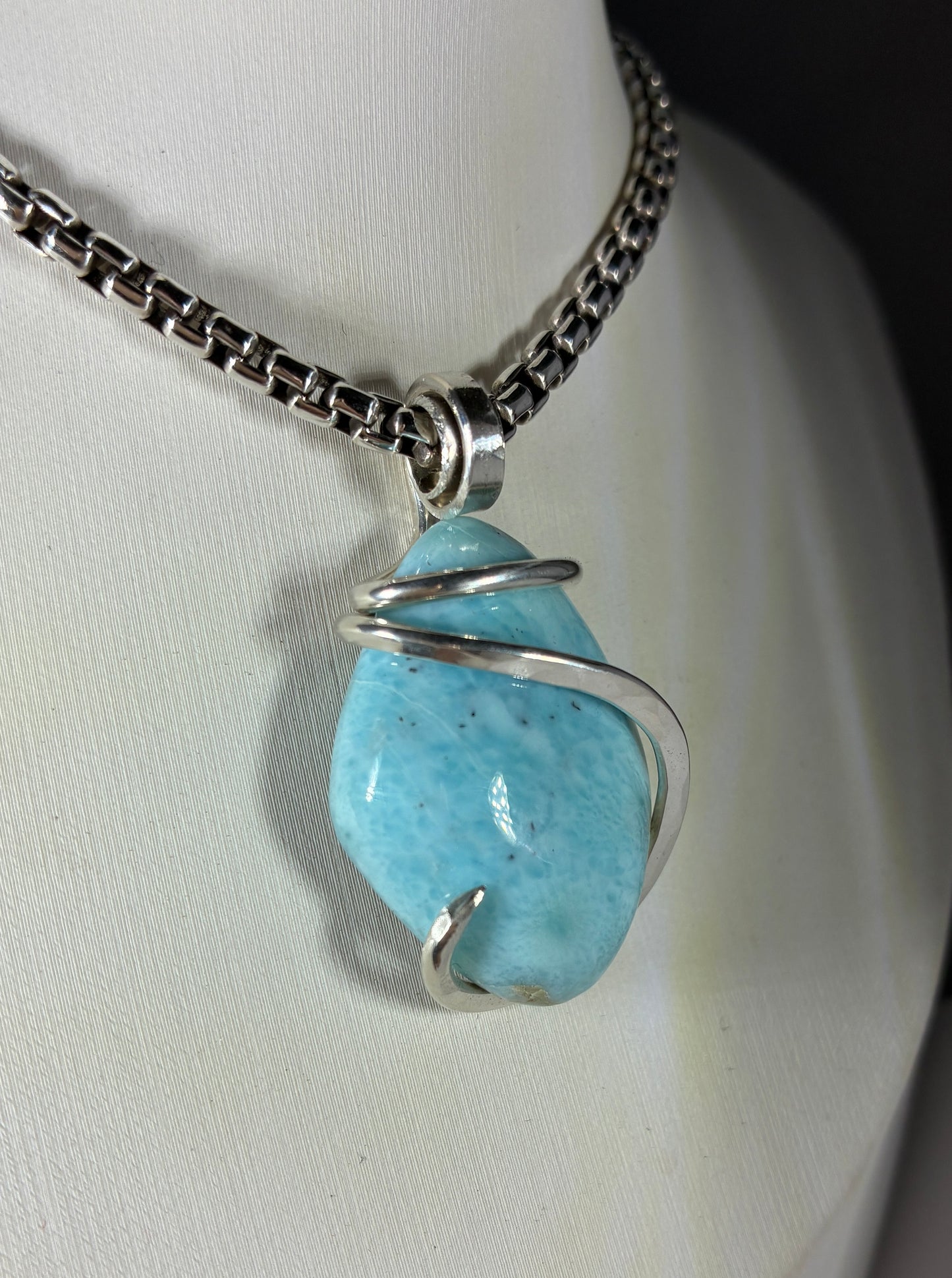 Larimar Pendant Necklace 925 Sterling Silver