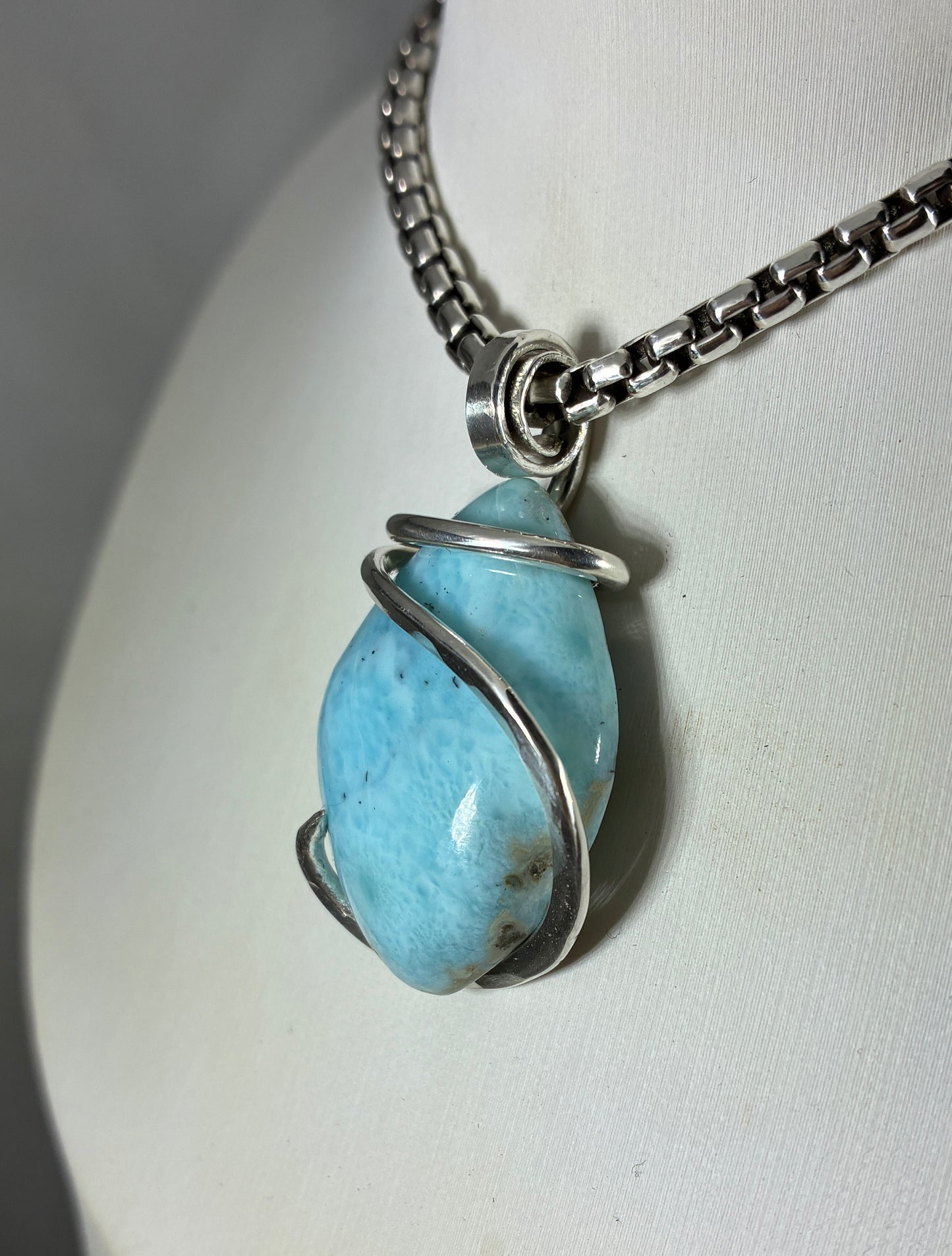 Larimar Pendant Necklace 925 Sterling Silver