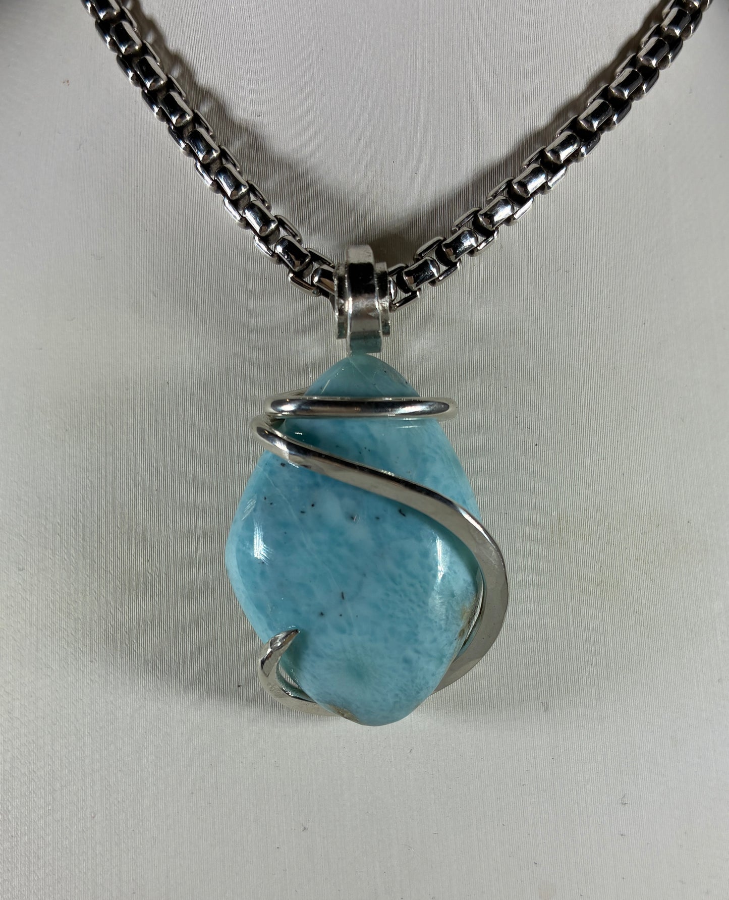 Larimar Pendant Necklace 925 Sterling Silver