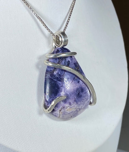 Tiffany Stone Handmade Stone Pendant Wrapped in Silver