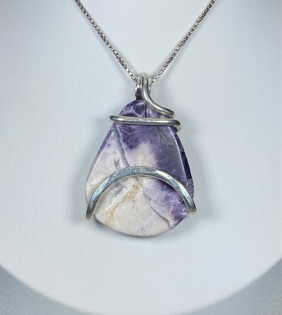 Tiffany Stone Handmade Stone Pendant Wrapped in Silver