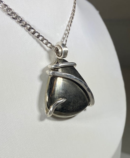 Chalcopyrite Handmade Stone Pendant Wrapped in Silver