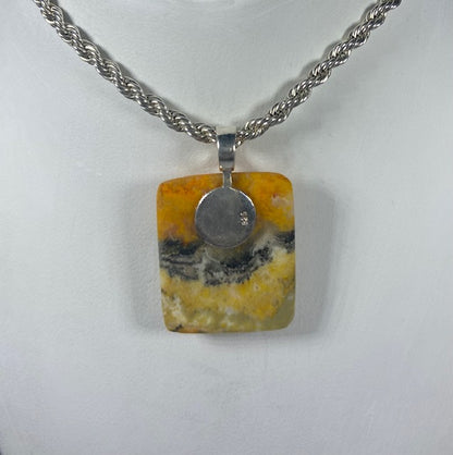 Bumblebee Jasper Handmade Stone Pendant with Silver Bail