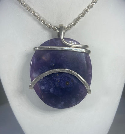 Tiffany Stone Handmade Stone Pendant Wrapped in Silver