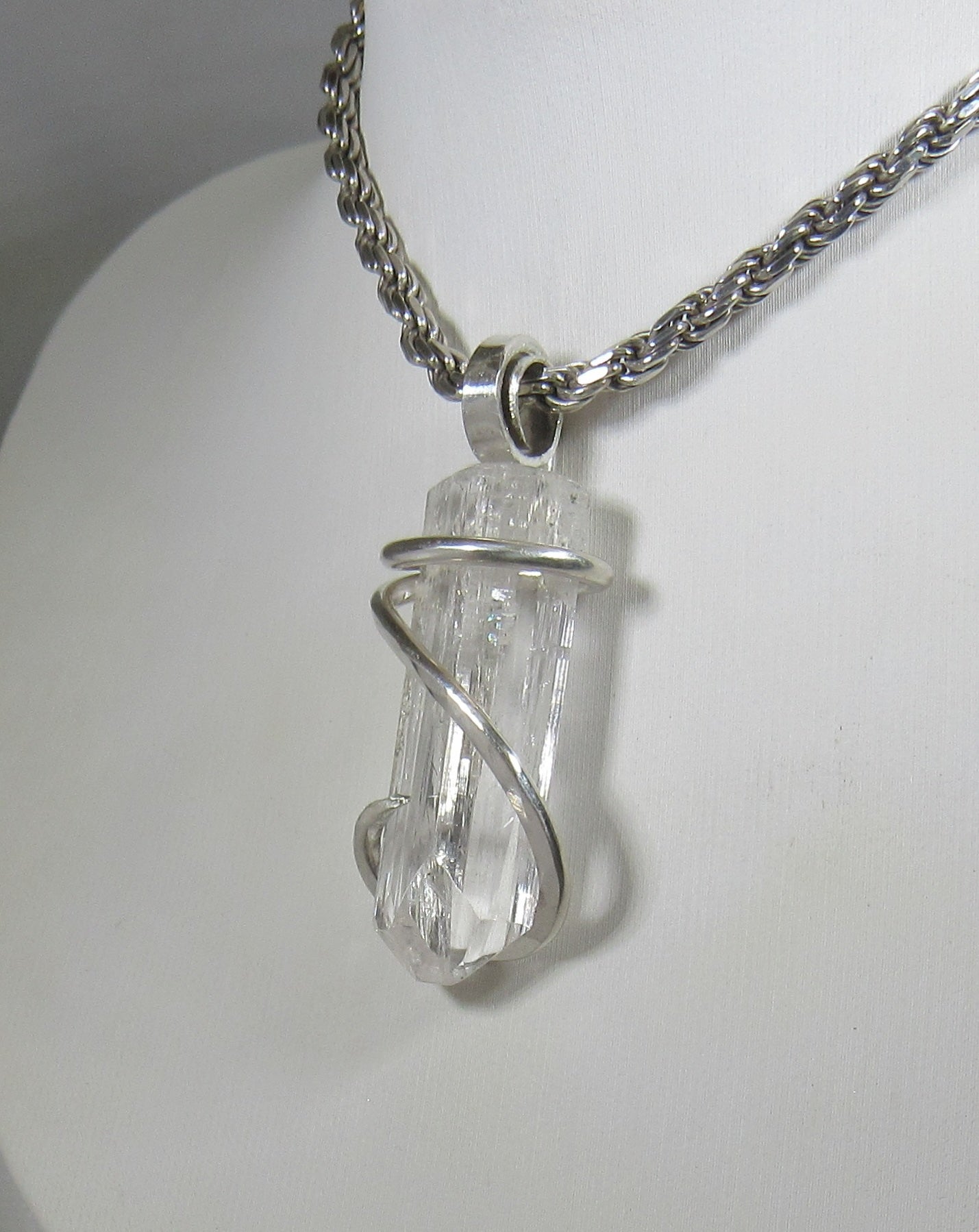 Danburite Handmade Stone Pendant Wrapped in Silver