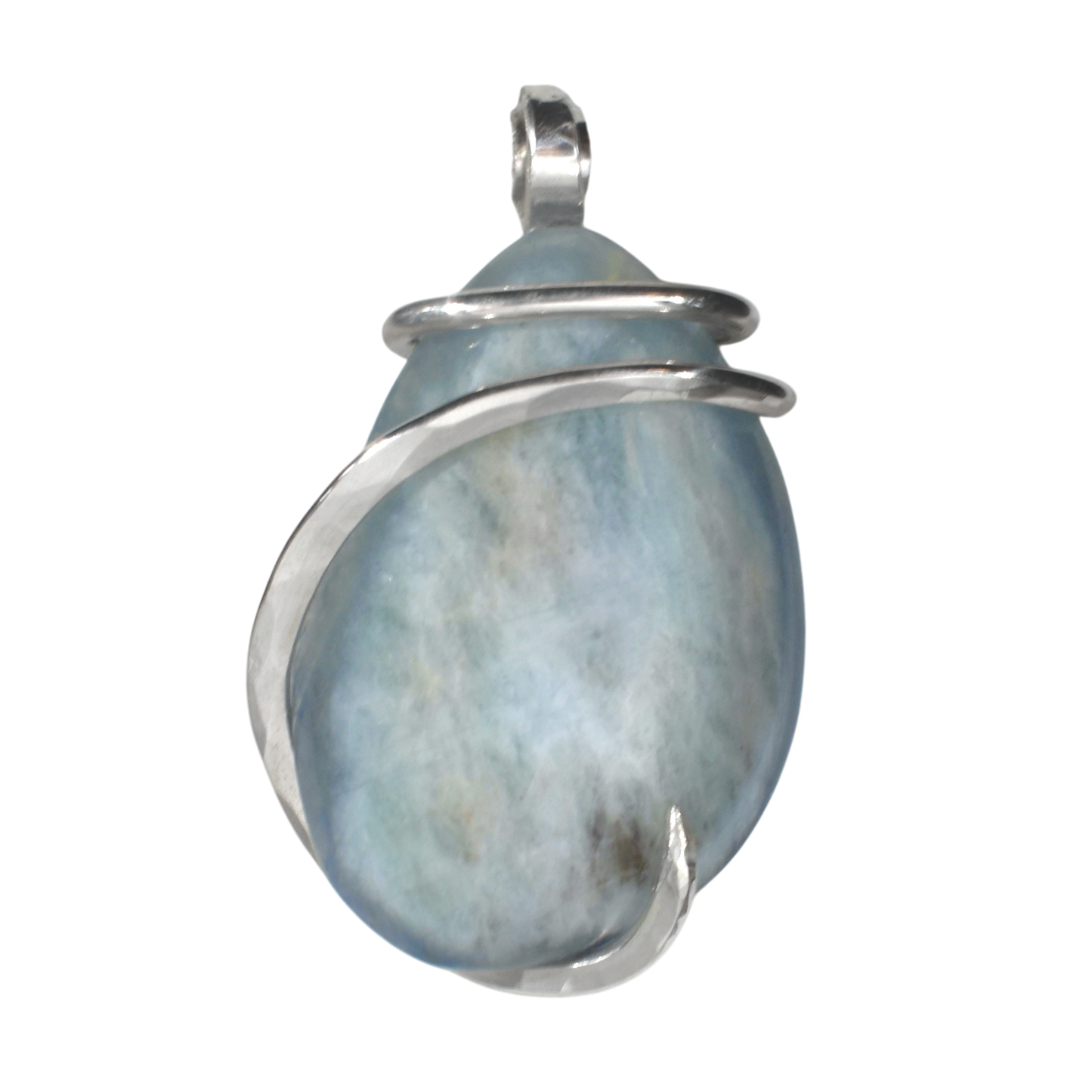 Aquamarine Handmade Crystal Pendant Wrapped in Silver