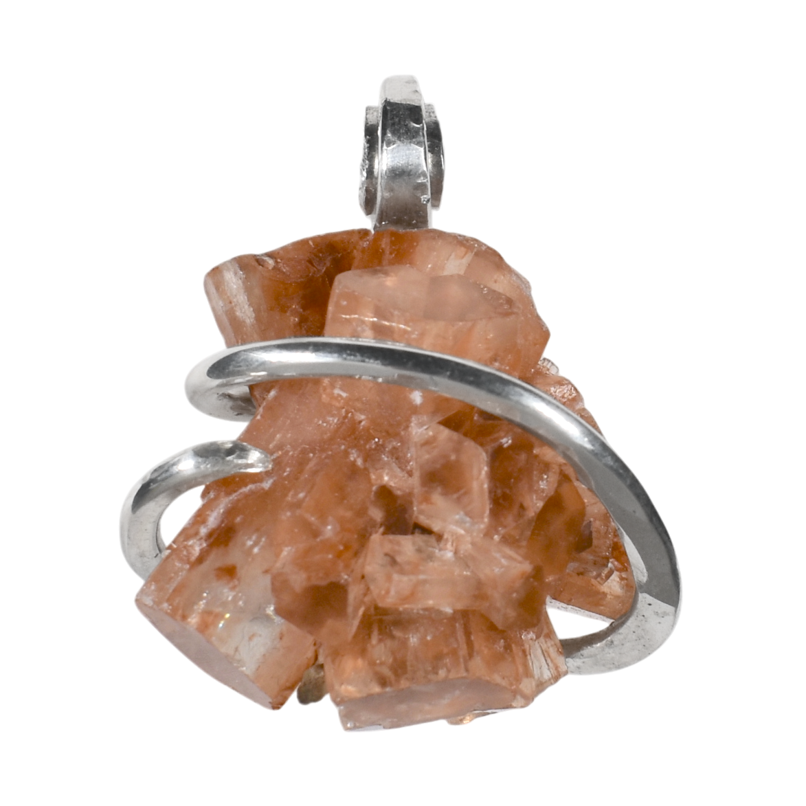 Aragonite Handmade Crystal Pendant Wrapped in Silver