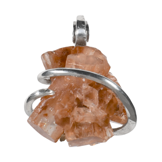 Aragonite Handmade Crystal Pendant Wrapped in Silver