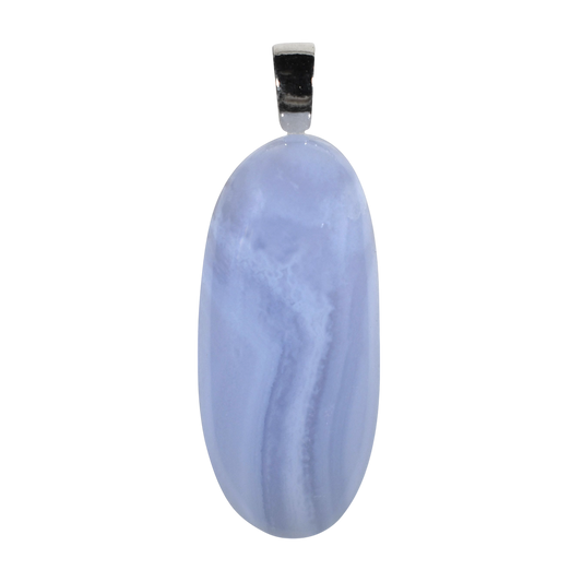 Blue Lace Agate Handmade Stone with Silver Bail