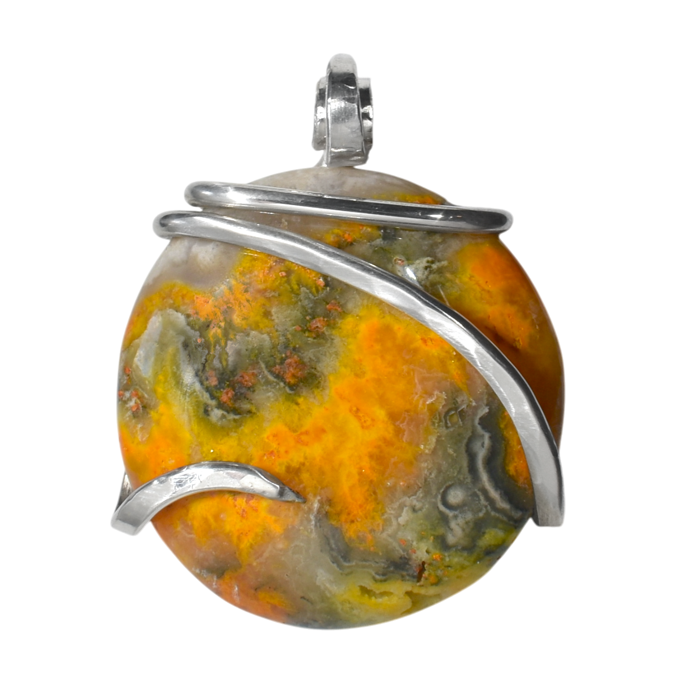 Bumblebee Jasper Handmade Stone Pendant Wrapped in Silver