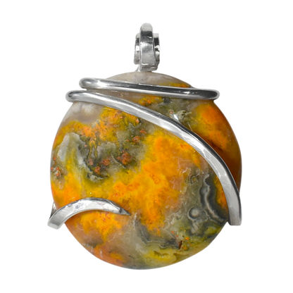 Bumblebee Jasper Handmade Stone Pendant Wrapped in Silver