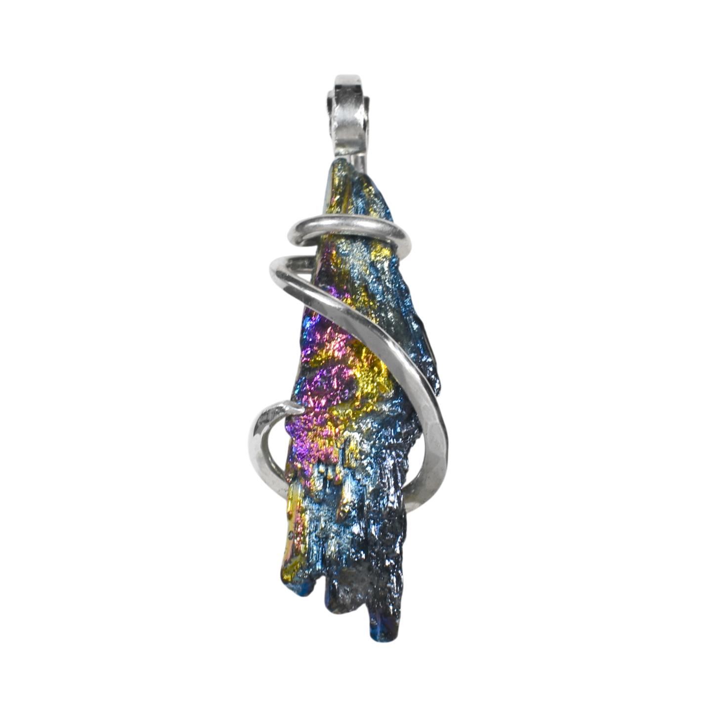 Carborundum Handmade Crystal Pendant Wrapped in Silver