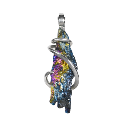 Carborundum Handmade Crystal Pendant Wrapped in Silver