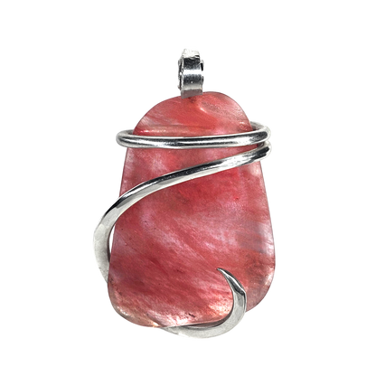 Cherry Quartz Handmade Crystal Pendant Wrapped in Silver