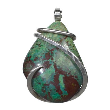 Sonora Sunset Chrysocolla Handmade Stone Pendant Wrapped in Silver