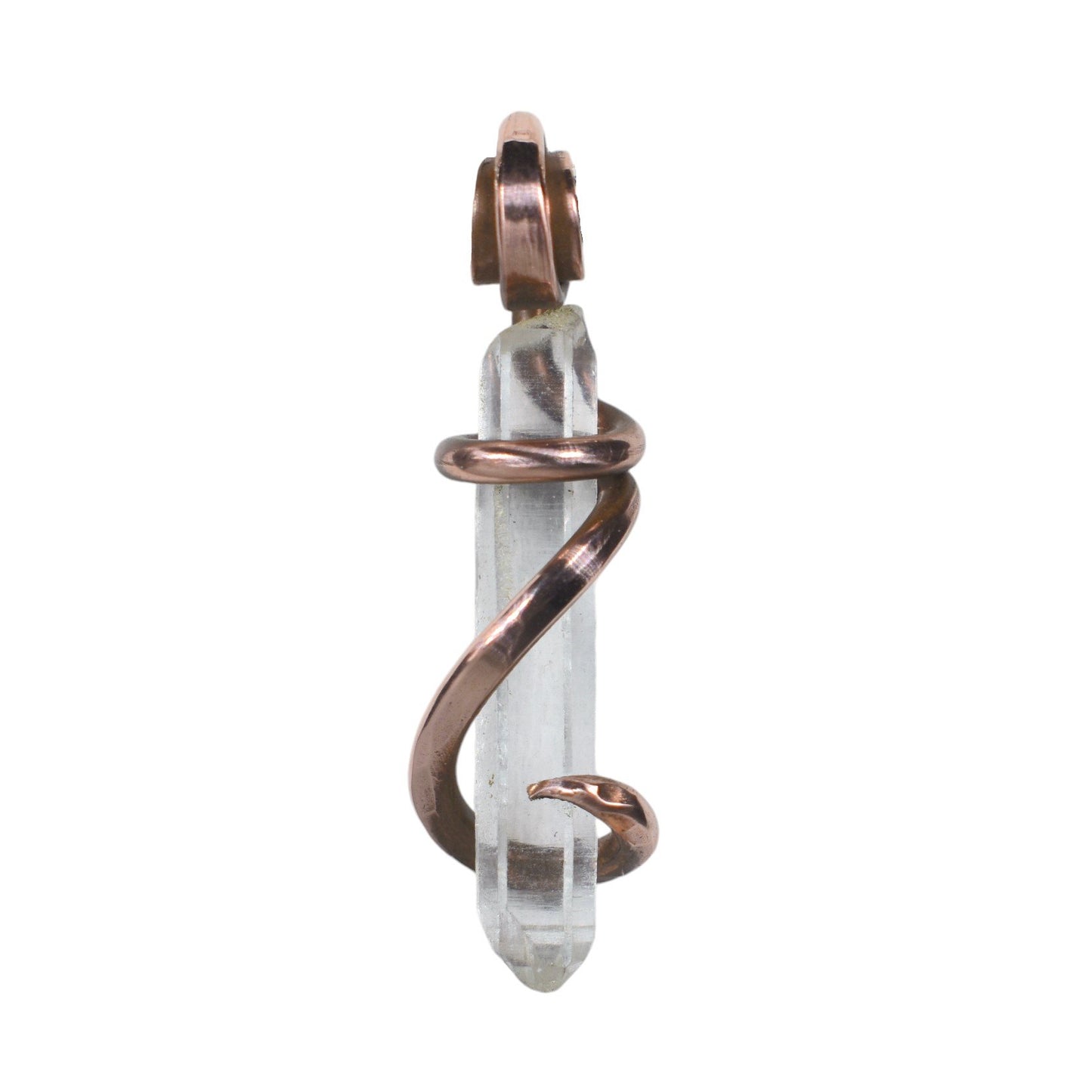 Clear Quartz Point Handmade Crystal Pendant Wrapped in Copper