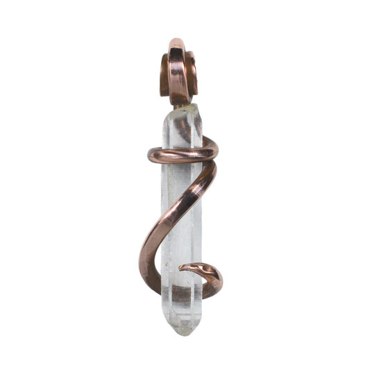 Clear Quartz Point Handmade Crystal Pendant Wrapped in Copper